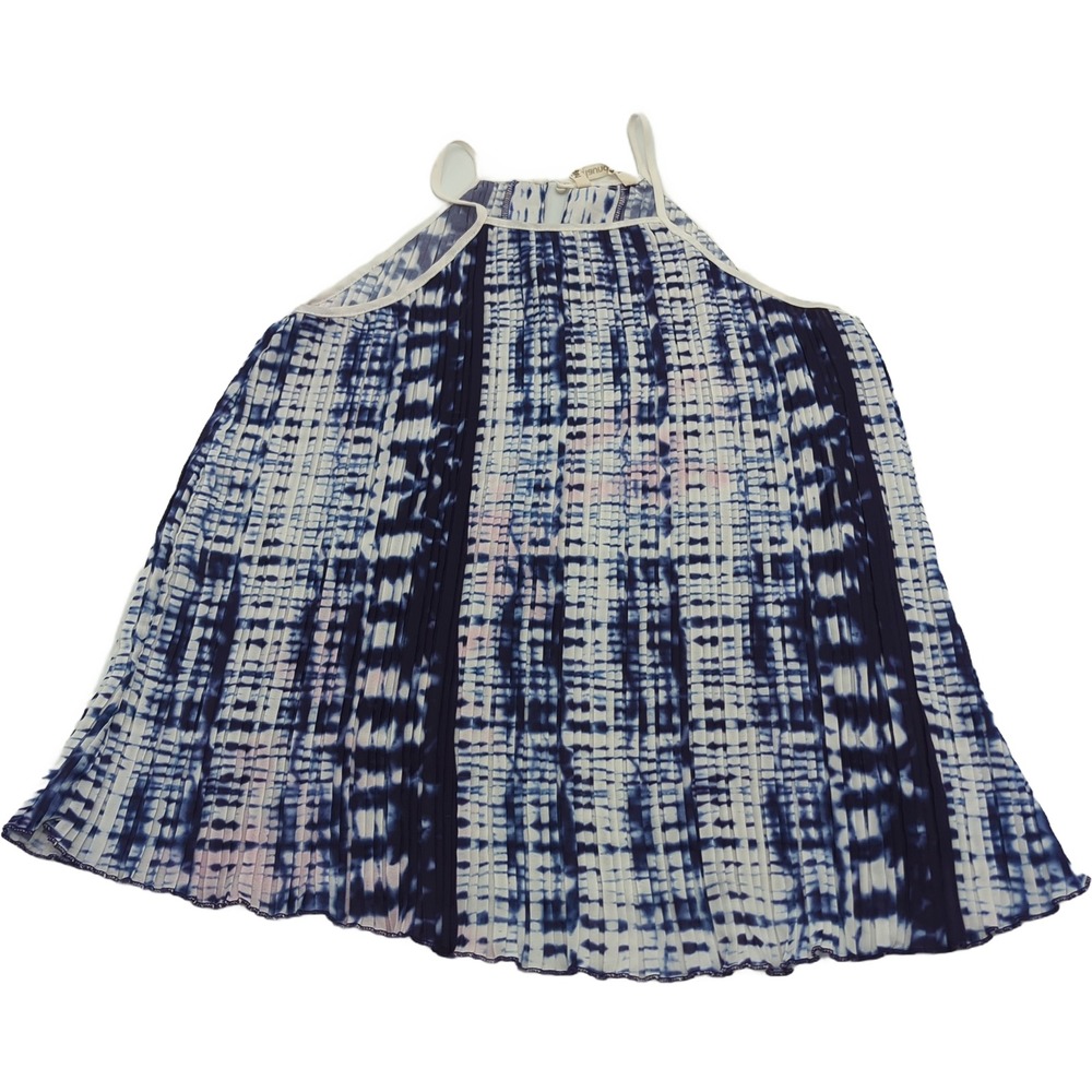 Hippie Laundry Blue White Tie Dye Pleated Halter Top Blouse Small T10257-E768